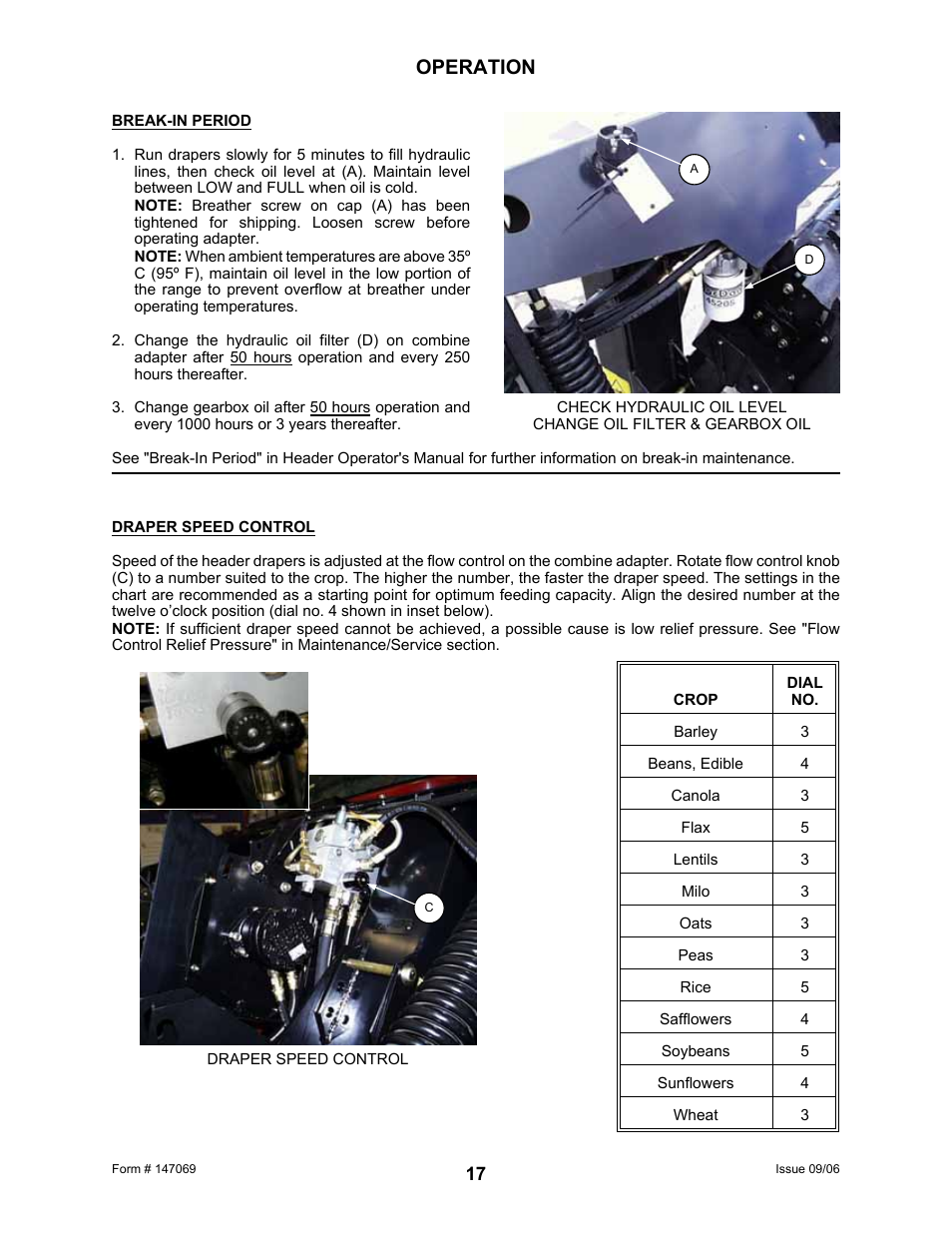 Operation | MacDon 873 Combine Adapter User Manual | Page 19 / 91