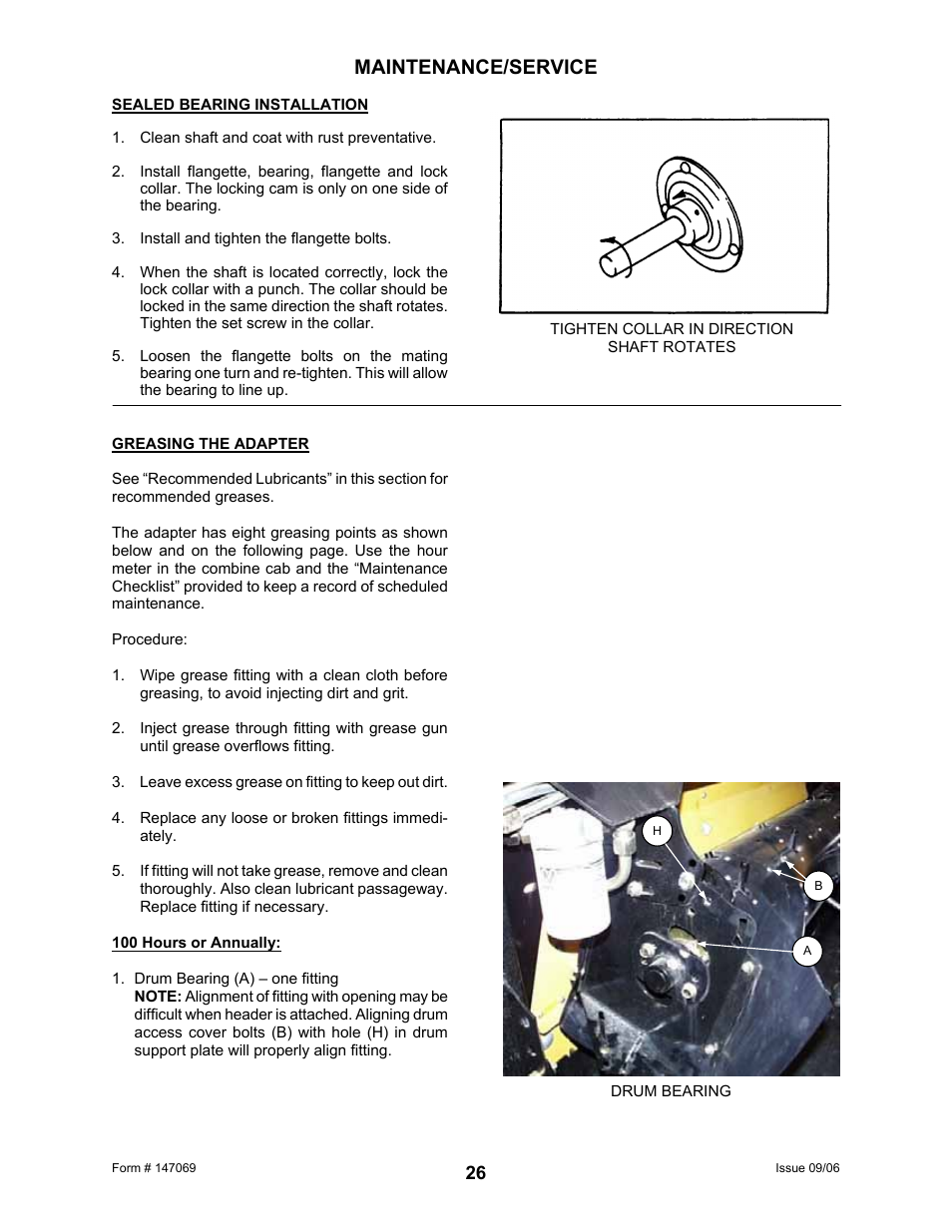 Maintenance/service | MacDon 873 Combine Adapter User Manual | Page 28 / 91