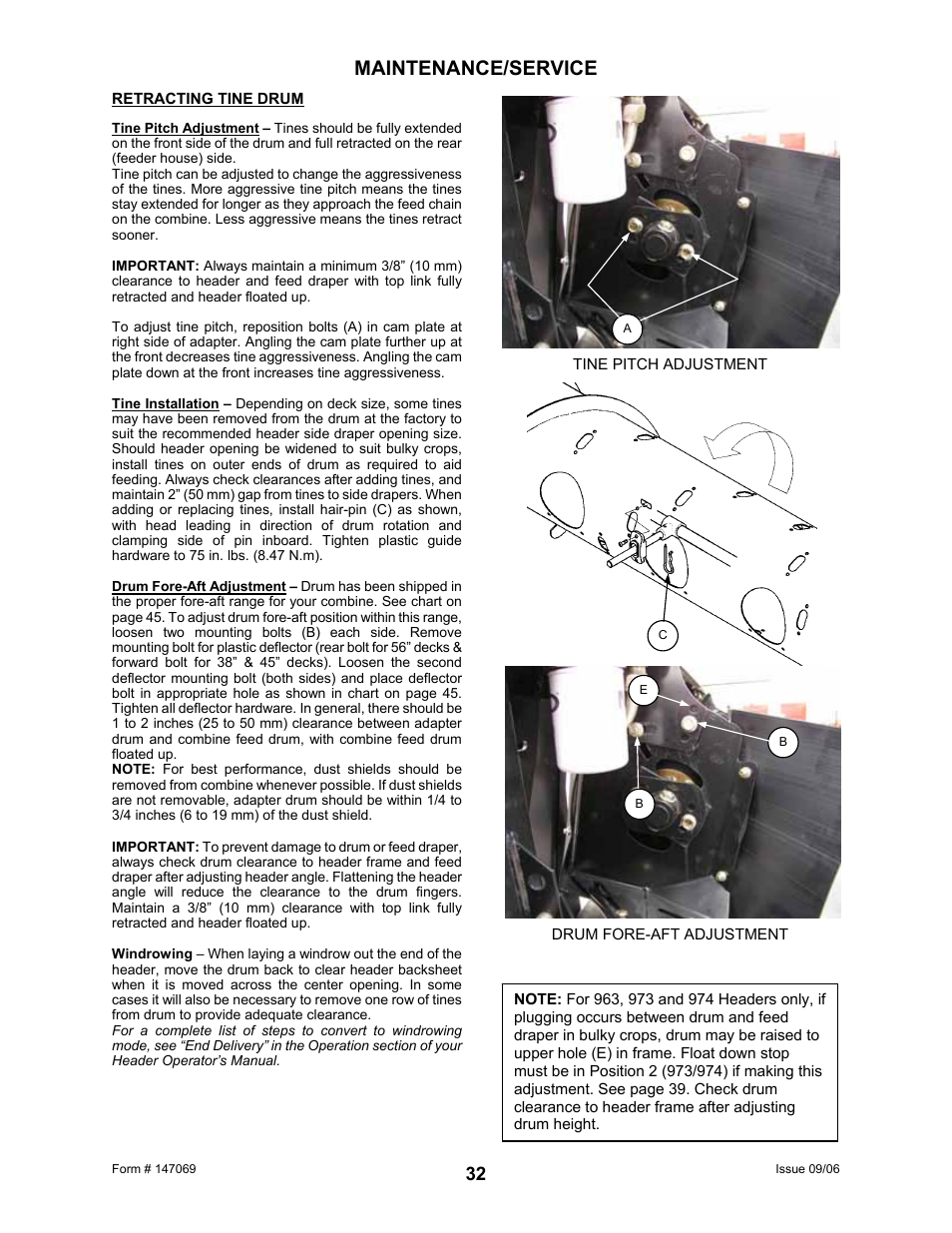 Maintenance/service | MacDon 873 Combine Adapter User Manual | Page 34 / 91