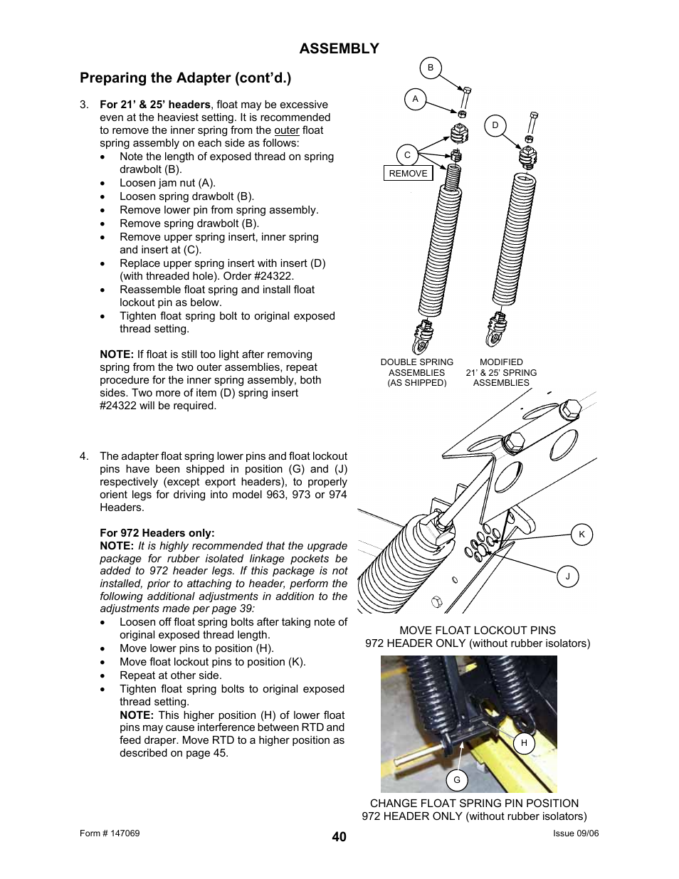 Assembly, Preparing the adapter (cont’d.) | MacDon 873 Combine Adapter User Manual | Page 42 / 91