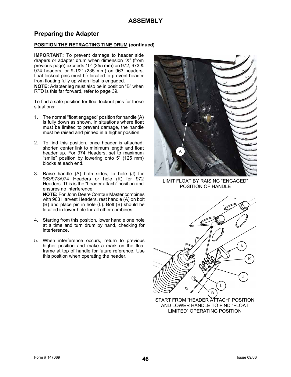 Assembly, Preparing the adapter | MacDon 873 Combine Adapter User Manual | Page 48 / 91