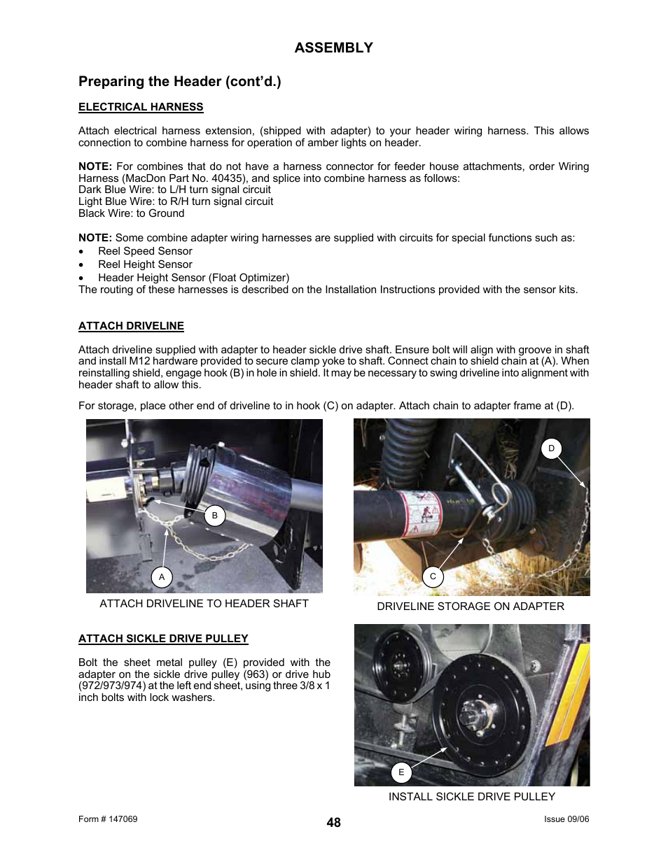 Assembly preparing the header (cont’d.) | MacDon 873 Combine Adapter User Manual | Page 50 / 91