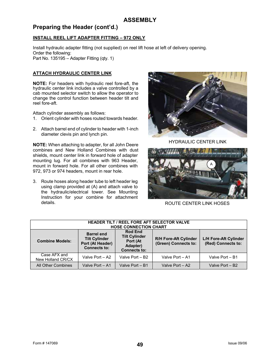 Assembly preparing the header (cont’d.) | MacDon 873 Combine Adapter User Manual | Page 51 / 91