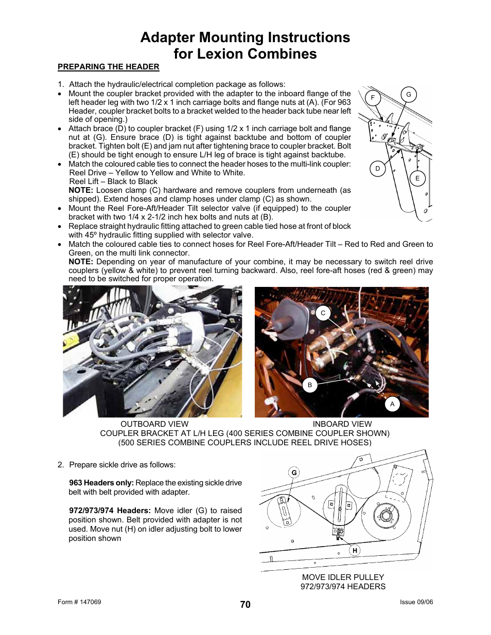 Adapter mounting instructions for lexion combines | MacDon 873 Combine Adapter User Manual | Page 72 / 91