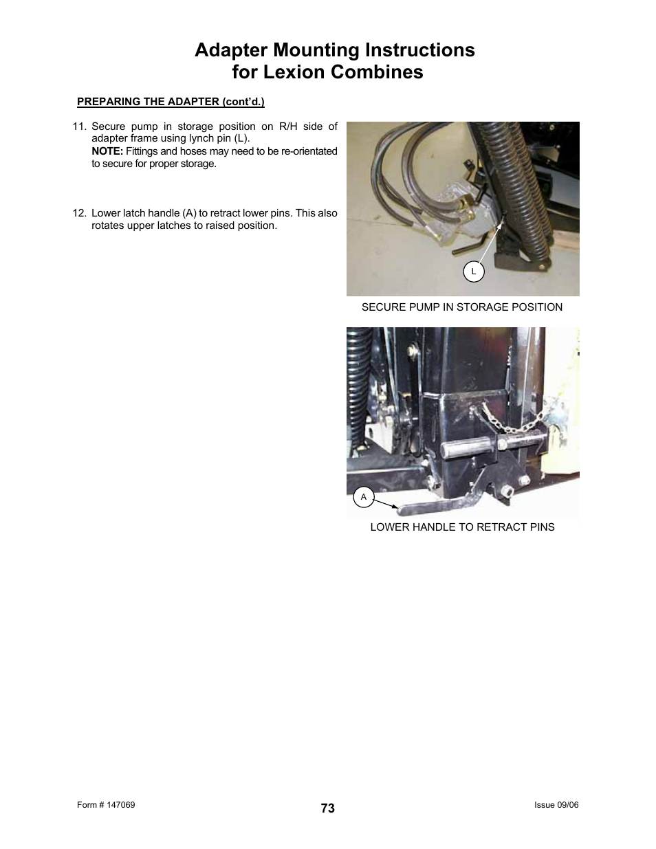 Adapter mounting instructions for lexion combines | MacDon 873 Combine Adapter User Manual | Page 75 / 91