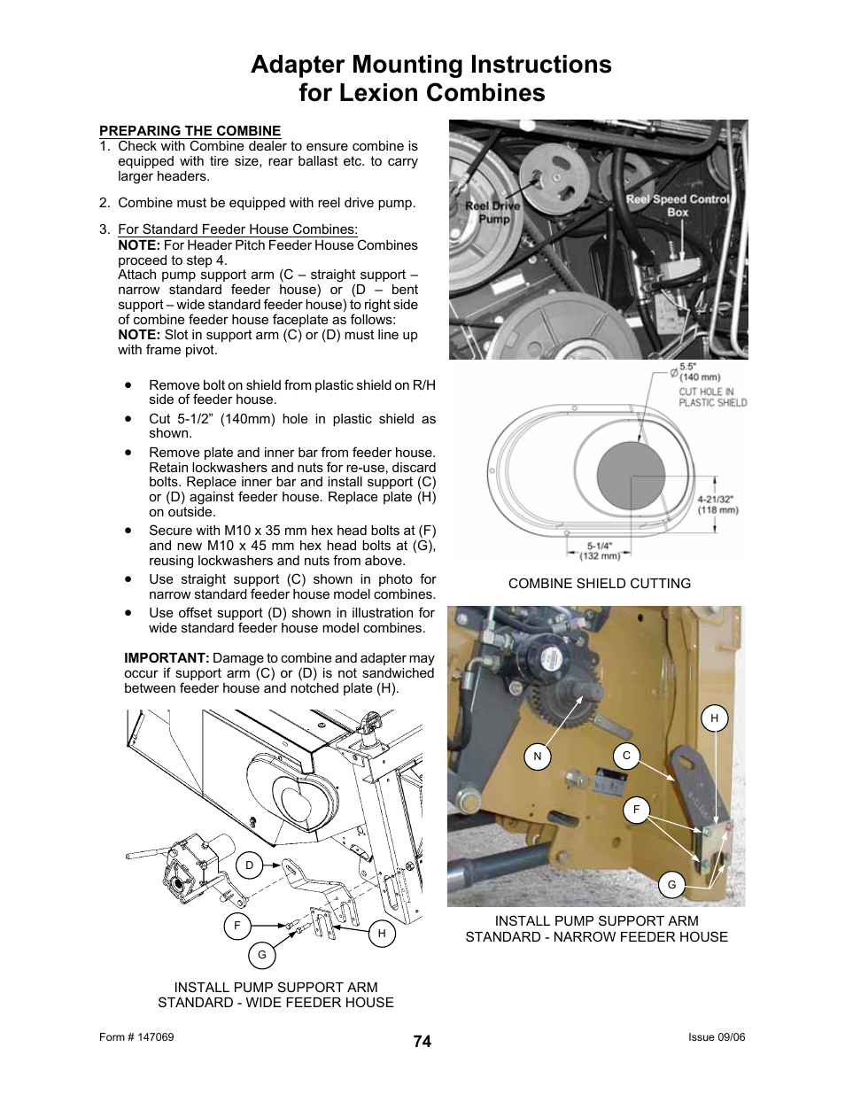 Adapter mounting instructions for lexion combines | MacDon 873 Combine Adapter User Manual | Page 76 / 91