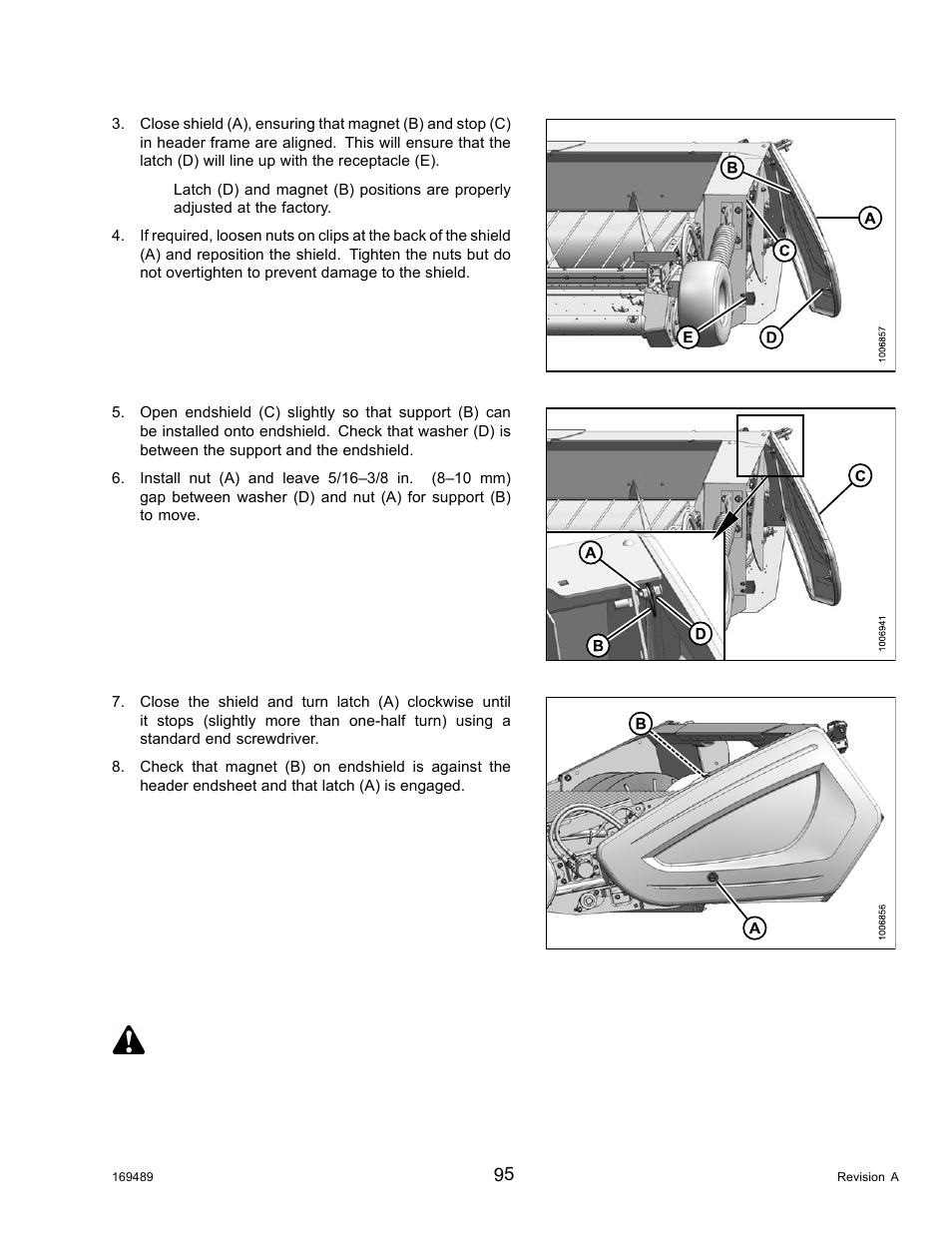 3replacing endshield brackets, Replacing endshield brackets, 3 replacing endshield brackets danger | MacDon PW8 Pick-Up Header User Manual | Page 103 / 196