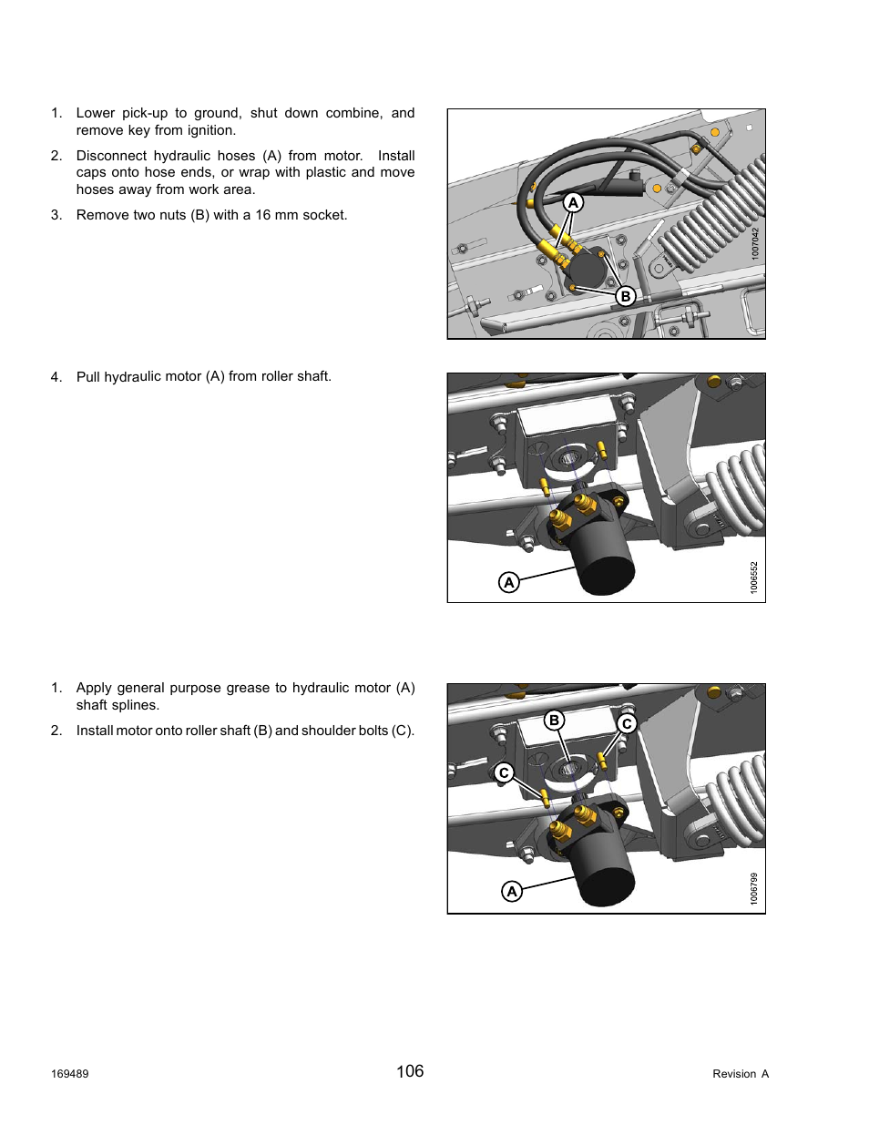 Installing front hydraulic motor | MacDon PW8 Pick-Up Header User Manual | Page 114 / 196