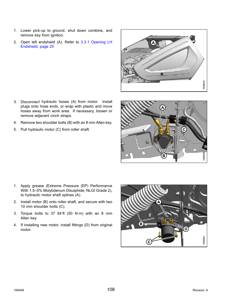 Installing rear hydraulic motor | MacDon PW8 Pick-Up Header User Manual | Page 116 / 196