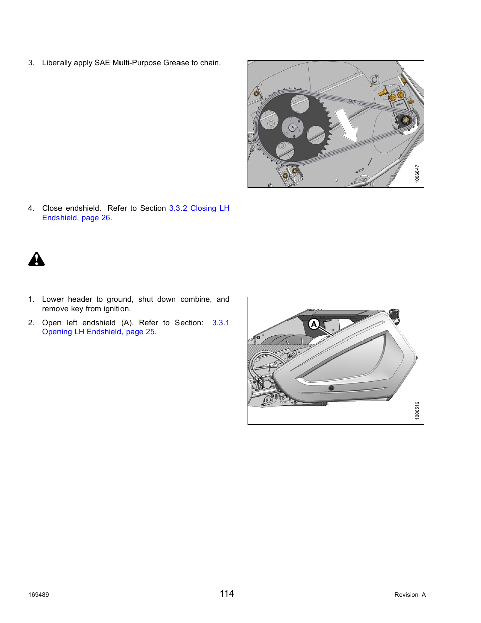 Removing auger drive chain, Danger | MacDon PW8 Pick-Up Header User Manual | Page 122 / 196