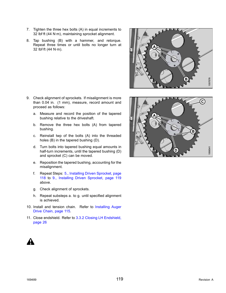 Removing drive sprocket, Danger | MacDon PW8 Pick-Up Header User Manual | Page 127 / 196