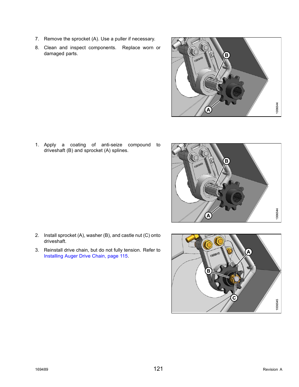 Installing drive sprocket | MacDon PW8 Pick-Up Header User Manual | Page 129 / 196