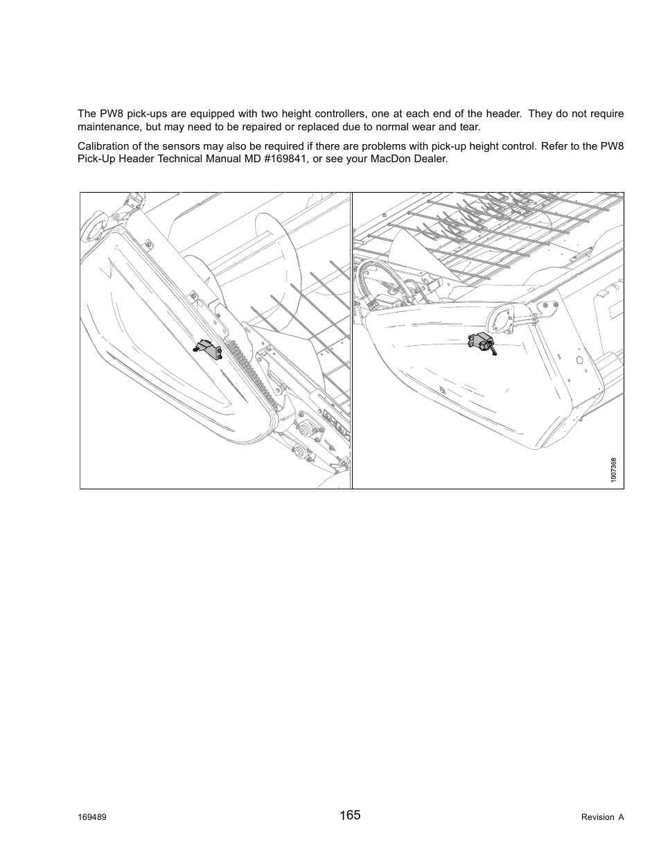 10height controllers, Height controllers, 10 height controllers | MacDon PW8 Pick-Up Header User Manual | Page 173 / 196