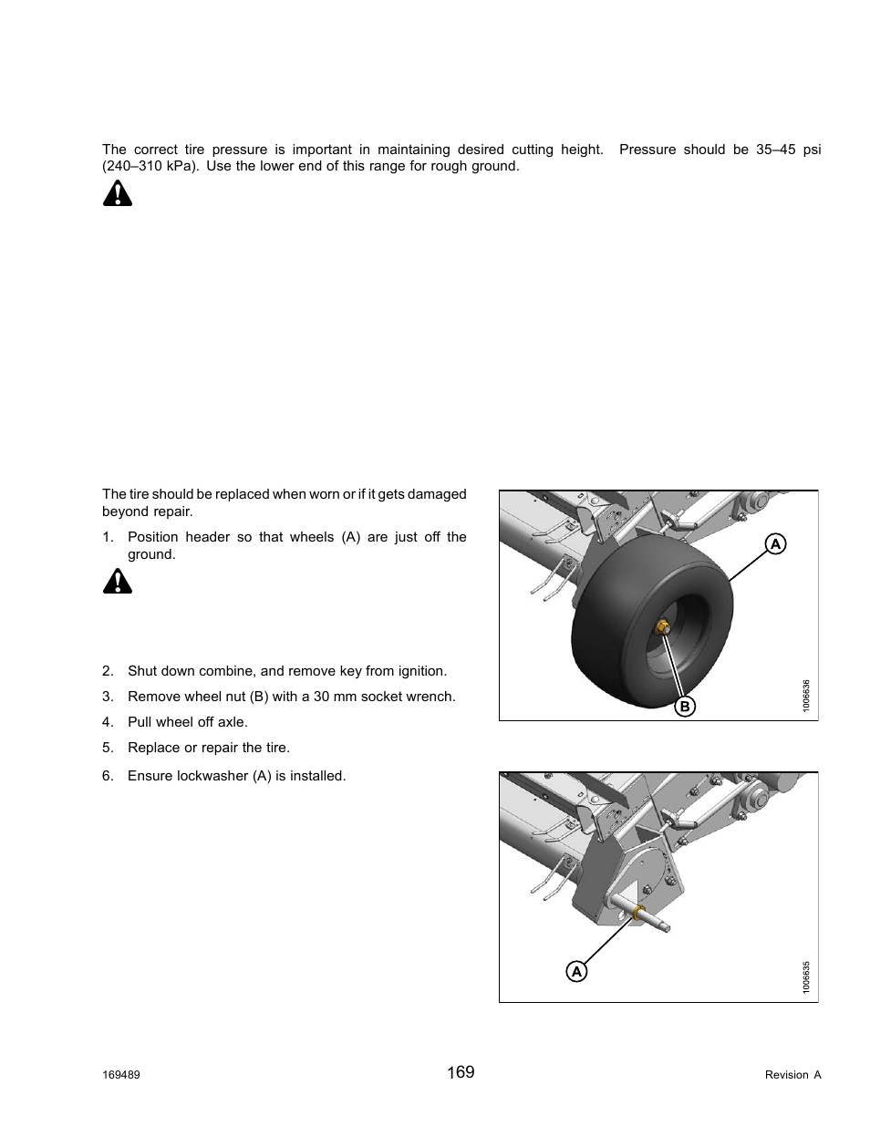 12wheels and tires, Wheels and tires, 12 wheels and tires | Danger | MacDon PW8 Pick-Up Header User Manual | Page 177 / 196