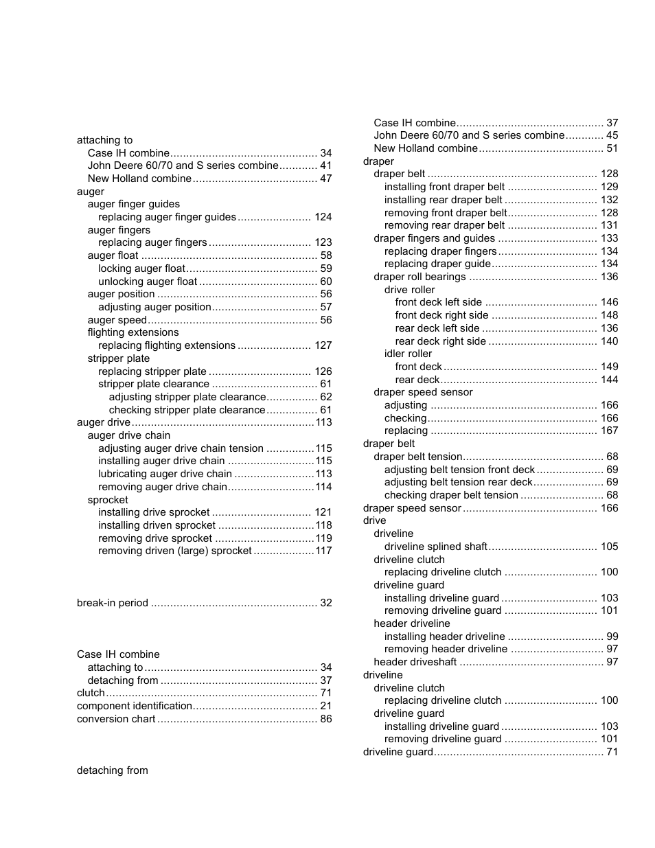 Index | MacDon PW8 Pick-Up Header User Manual | Page 191 / 196