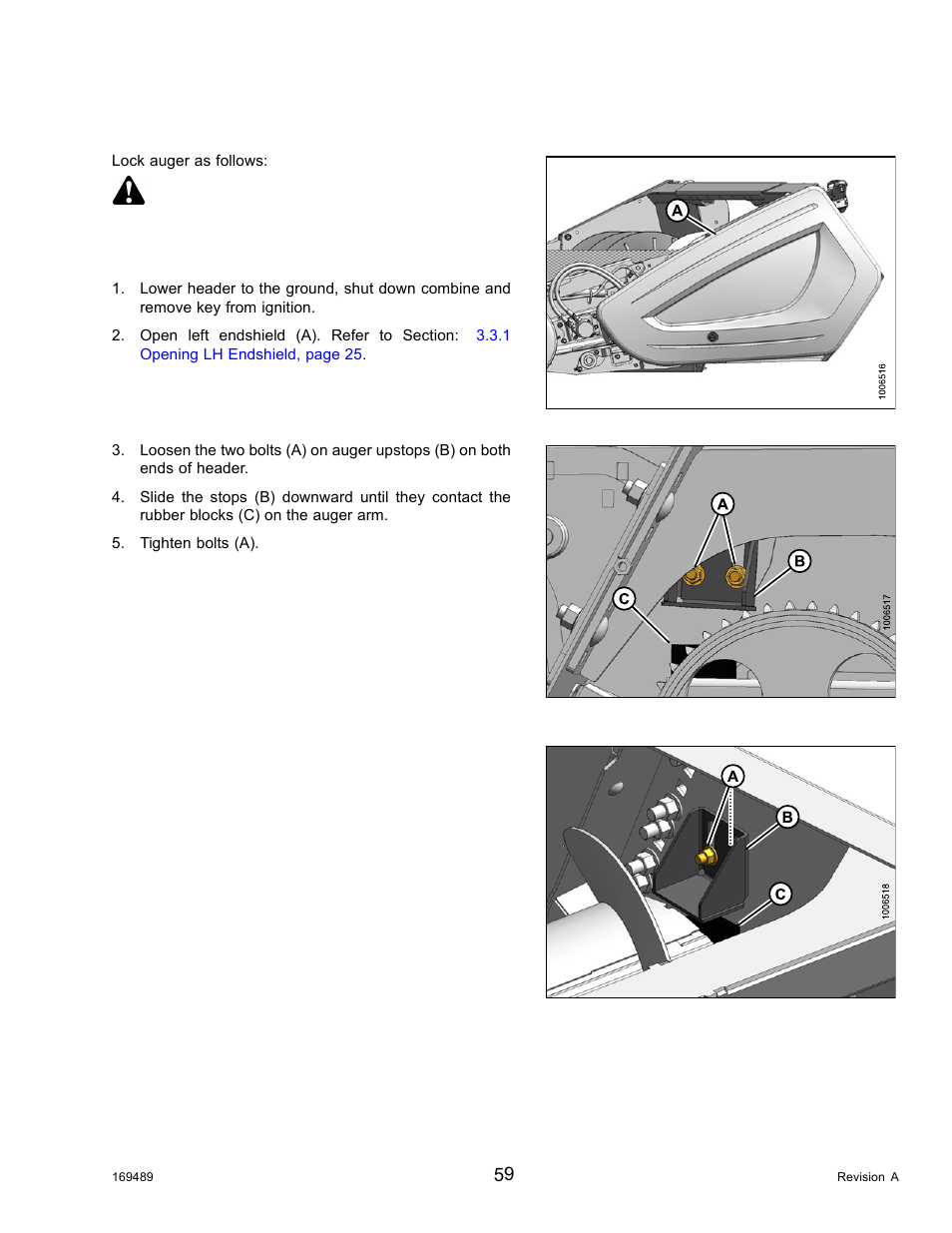 Locking auger float, Danger | MacDon PW8 Pick-Up Header User Manual | Page 67 / 196