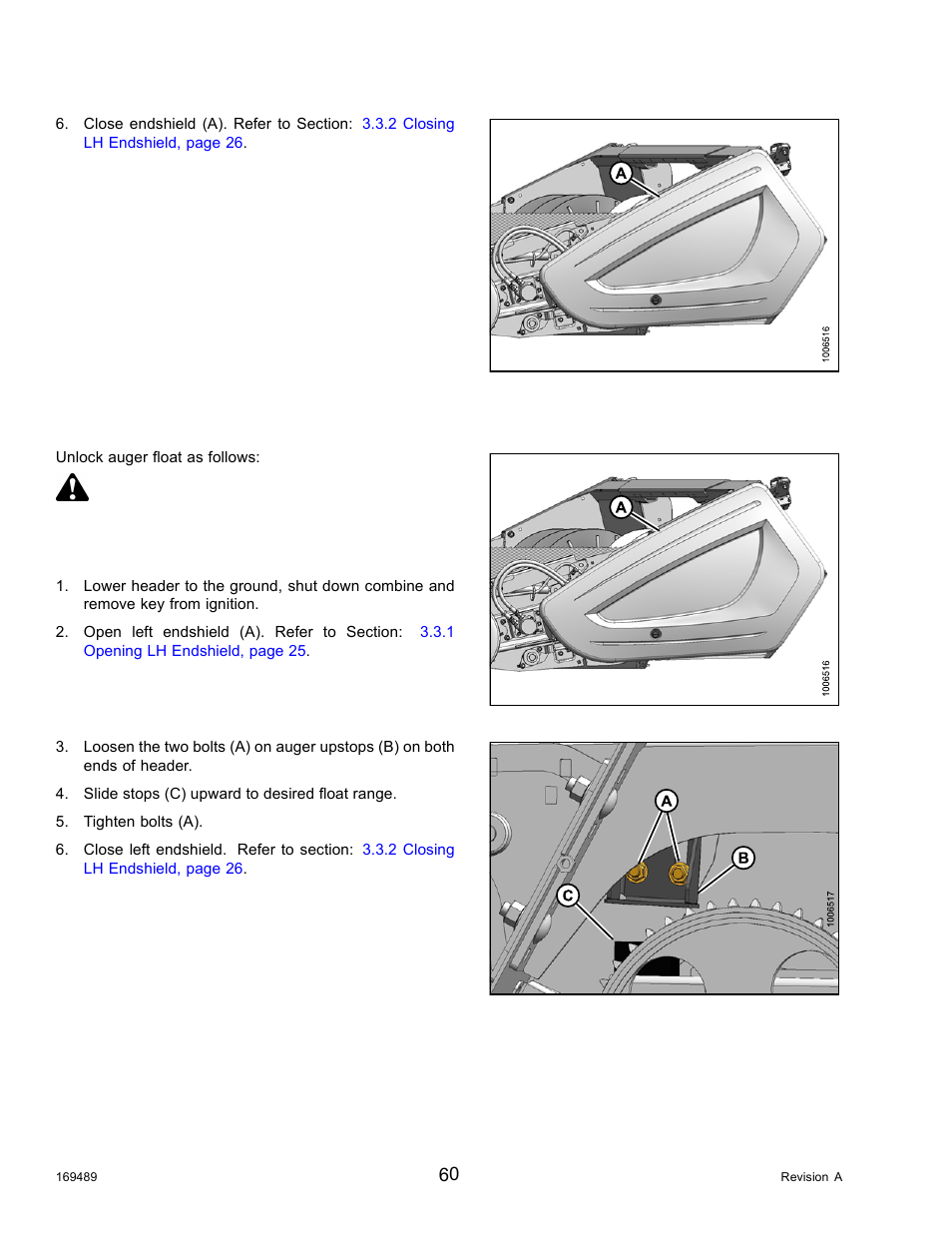 Unlocking auger float, Danger | MacDon PW8 Pick-Up Header User Manual | Page 68 / 196