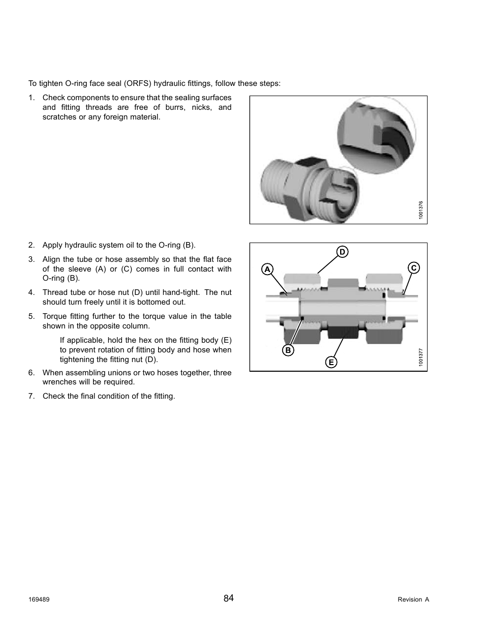 O-ring face seal (orfs) hydraulic fittings | MacDon PW8 Pick-Up Header User Manual | Page 92 / 196