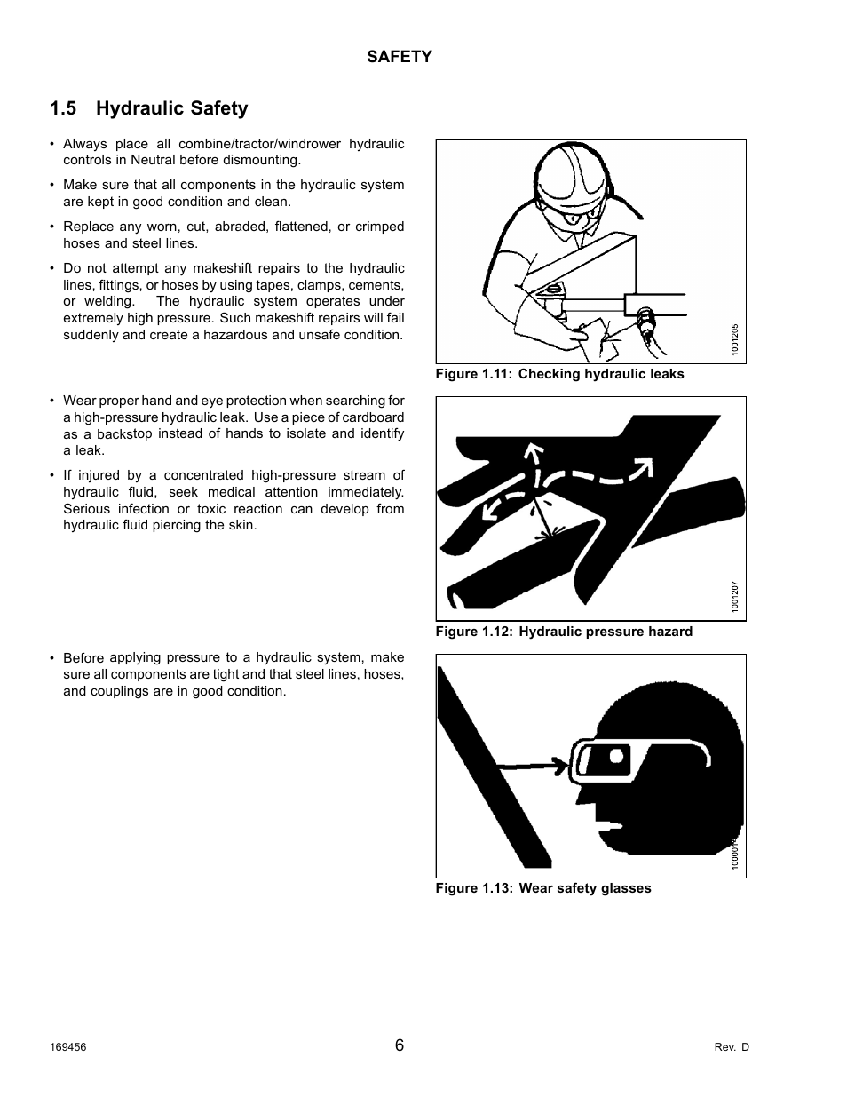 5hydraulic safety, Hydraulic safety, 5 hydraulic safety | MacDon R85 Rotary Disc 16 Foot Pull-Type User Manual | Page 16 / 244