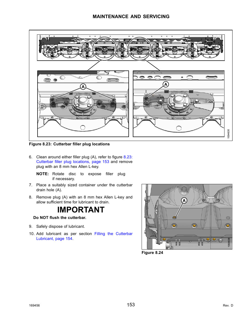 Important | MacDon R85 Rotary Disc 16 Foot Pull-Type User Manual | Page 163 / 244