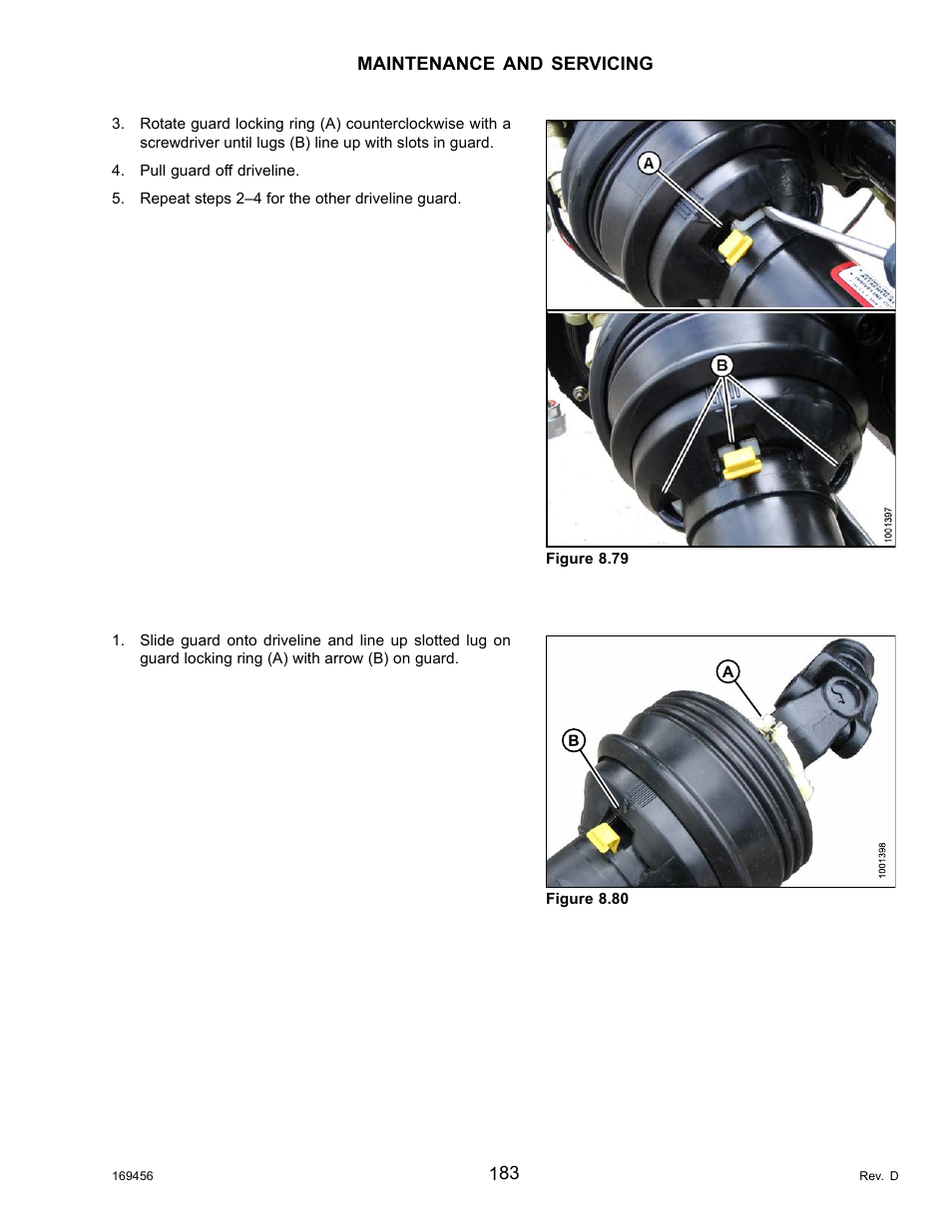 Installing the driveline guard | MacDon R85 Rotary Disc 16 Foot Pull-Type User Manual | Page 193 / 244