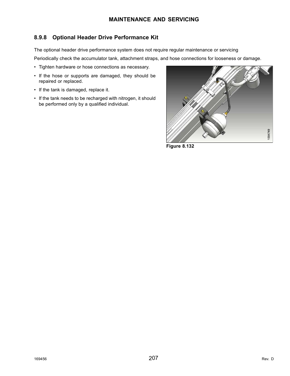 8optional header drive performance kit, Optional header drive performance kit | MacDon R85 Rotary Disc 16 Foot Pull-Type User Manual | Page 217 / 244