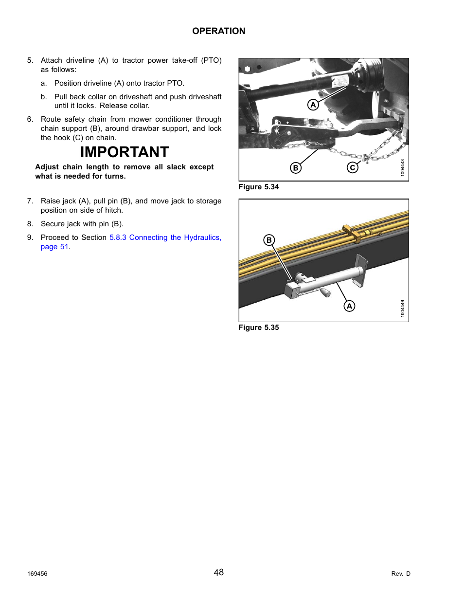 Important | MacDon R85 Rotary Disc 16 Foot Pull-Type User Manual | Page 58 / 244