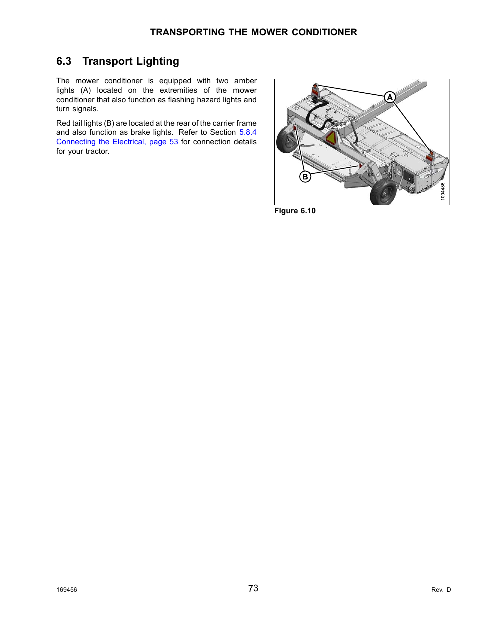 3transport lighting, Transport lighting, 3 transport lighting | MacDon R85 Rotary Disc 16 Foot Pull-Type User Manual | Page 83 / 244