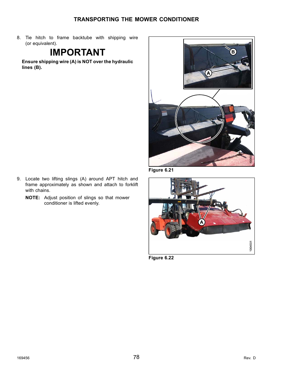 Important | MacDon R85 Rotary Disc 16 Foot Pull-Type User Manual | Page 88 / 244