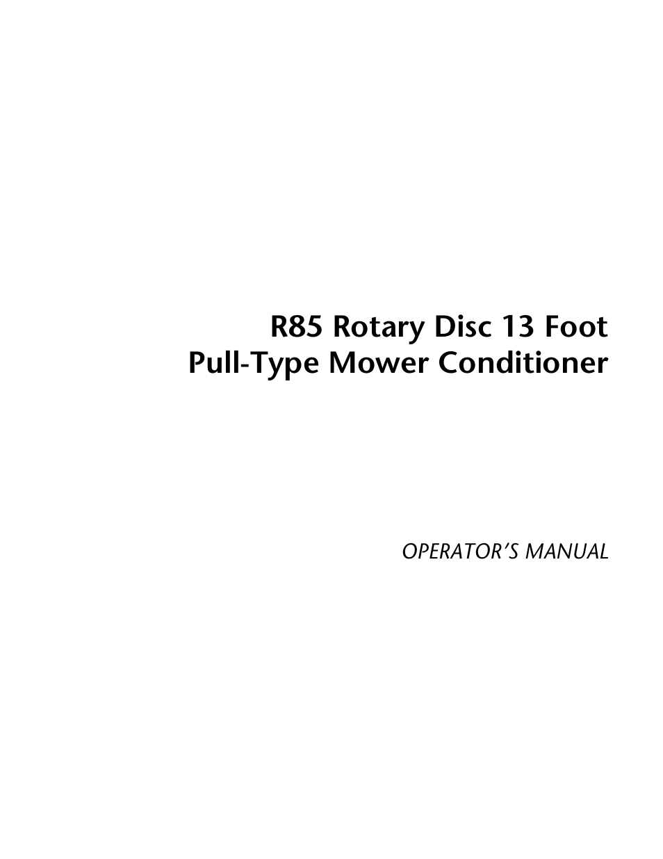 MacDon R85 Rotary Disc 13 Foot Pull-Type User Manual | 103 pages