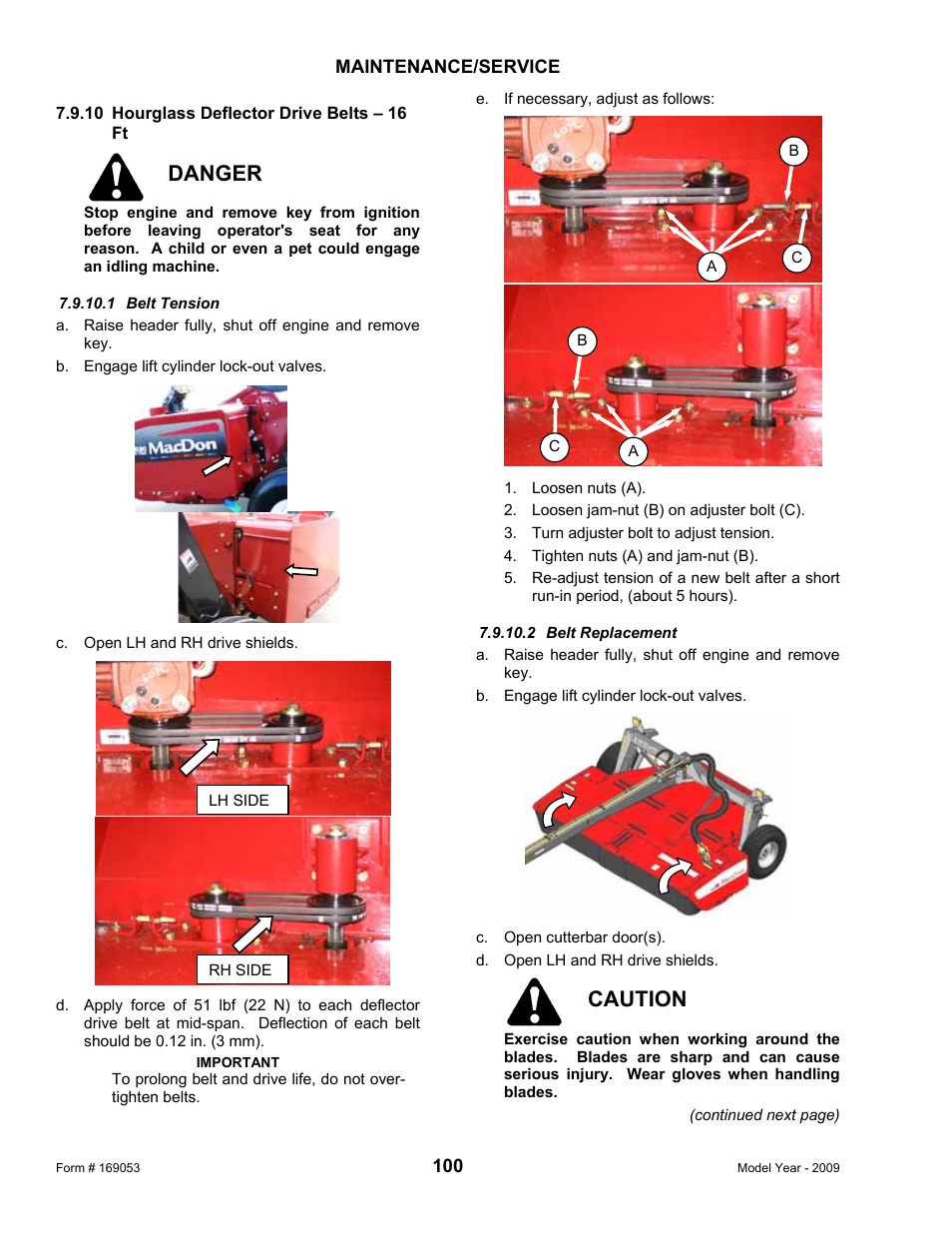 Danger, Caution | MacDon R80 Rotary Disc Pull-Type Windrower User Manual | Page 102 / 124
