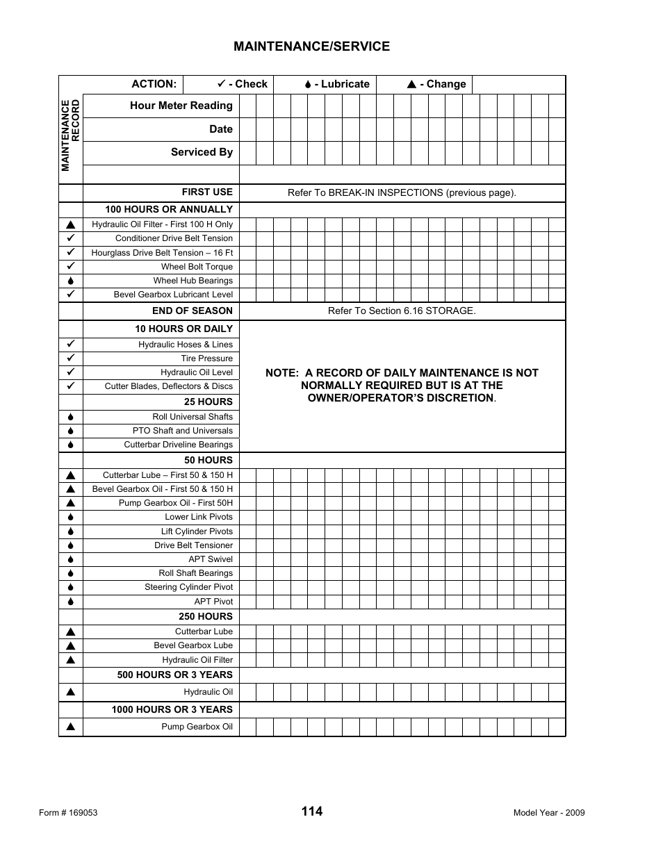 Maintenance/service | MacDon R80 Rotary Disc Pull-Type Windrower User Manual | Page 116 / 124