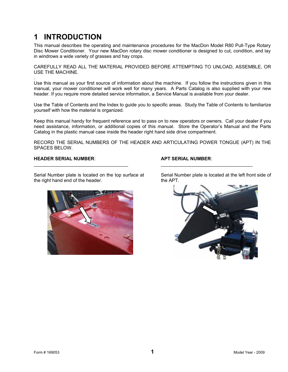 1 introduction | MacDon R80 Rotary Disc Pull-Type Windrower User Manual | Page 3 / 124