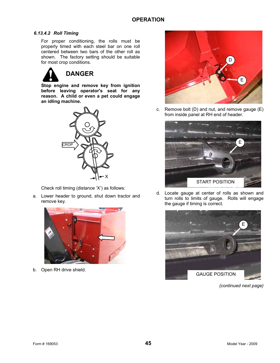Danger | MacDon R80 Rotary Disc Pull-Type Windrower User Manual | Page 47 / 124