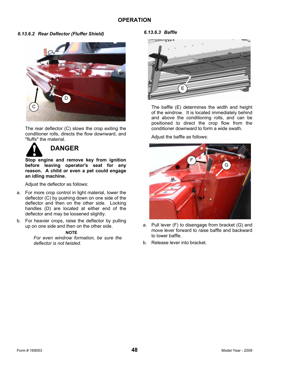 Danger | MacDon R80 Rotary Disc Pull-Type Windrower User Manual | Page 50 / 124