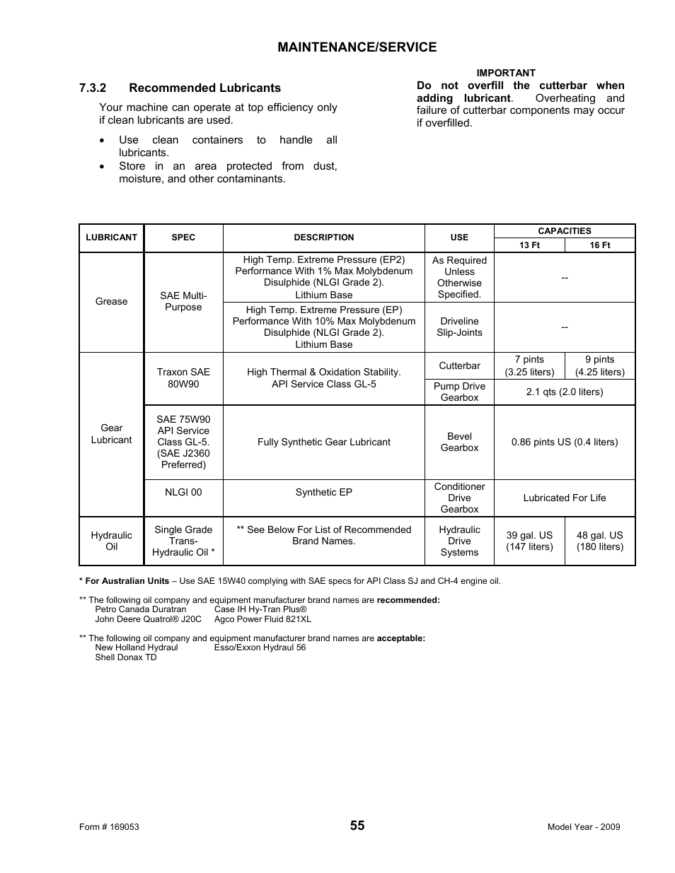 Maintenance/service | MacDon R80 Rotary Disc Pull-Type Windrower User Manual | Page 57 / 124