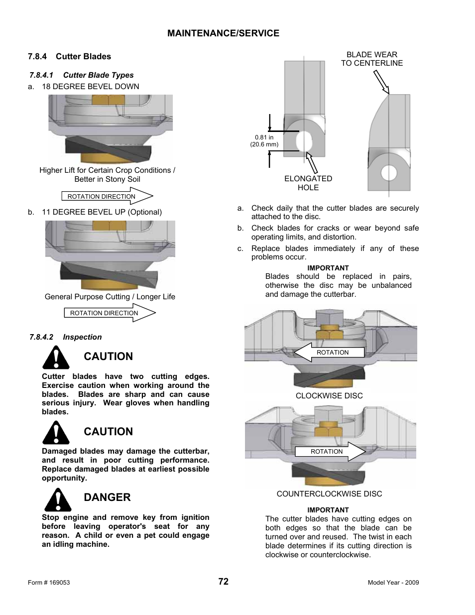 Caution, Danger | MacDon R80 Rotary Disc Pull-Type Windrower User Manual | Page 74 / 124
