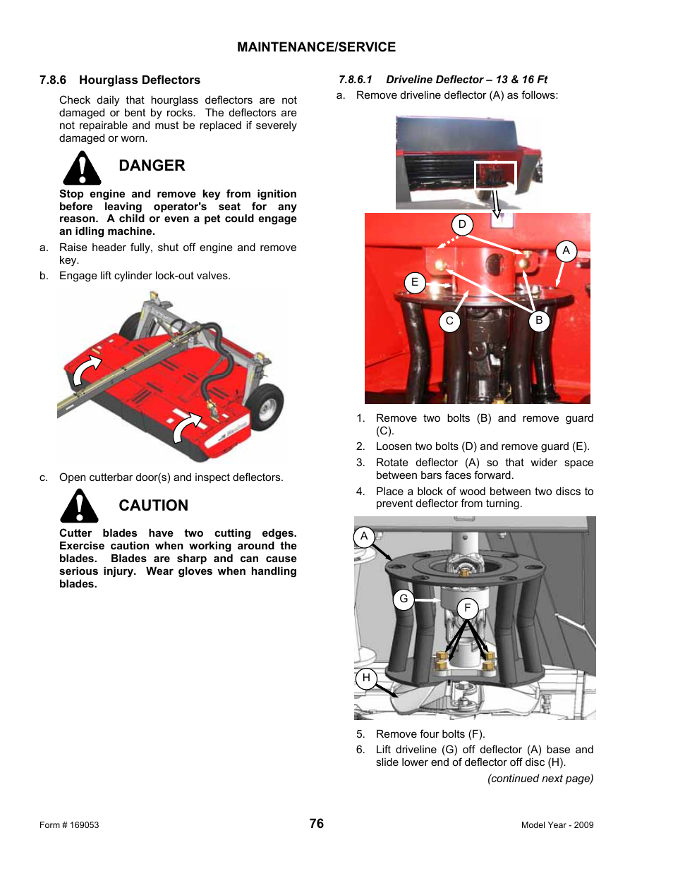 Danger, Caution | MacDon R80 Rotary Disc Pull-Type Windrower User Manual | Page 78 / 124