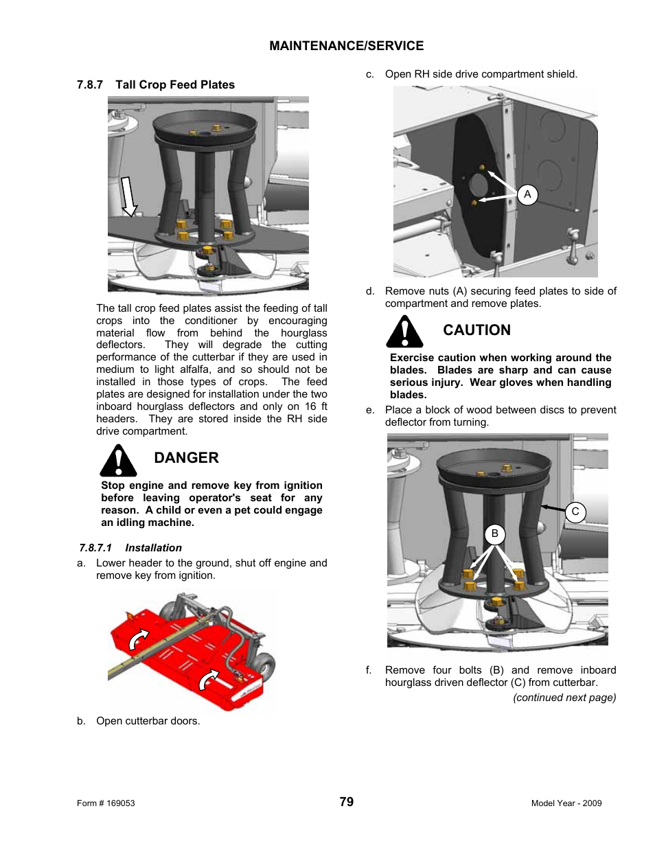 Danger, Caution | MacDon R80 Rotary Disc Pull-Type Windrower User Manual | Page 81 / 124