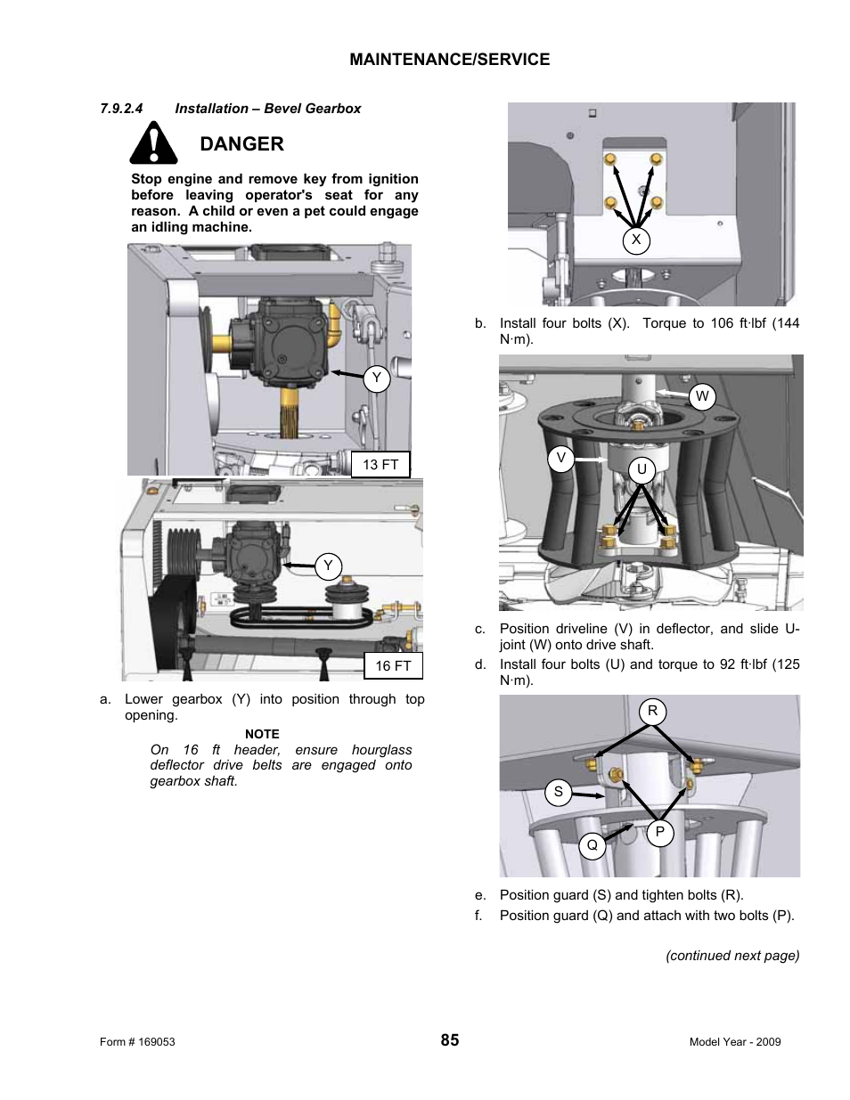 Danger | MacDon R80 Rotary Disc Pull-Type Windrower User Manual | Page 87 / 124