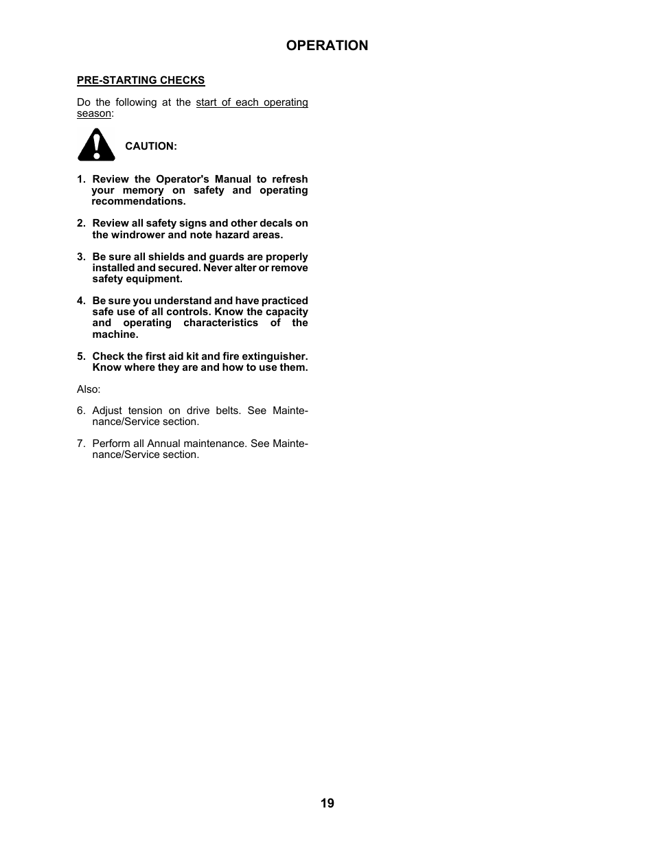 Operation | MacDon 5010 Mower Conditioner User Manual | Page 21 / 82