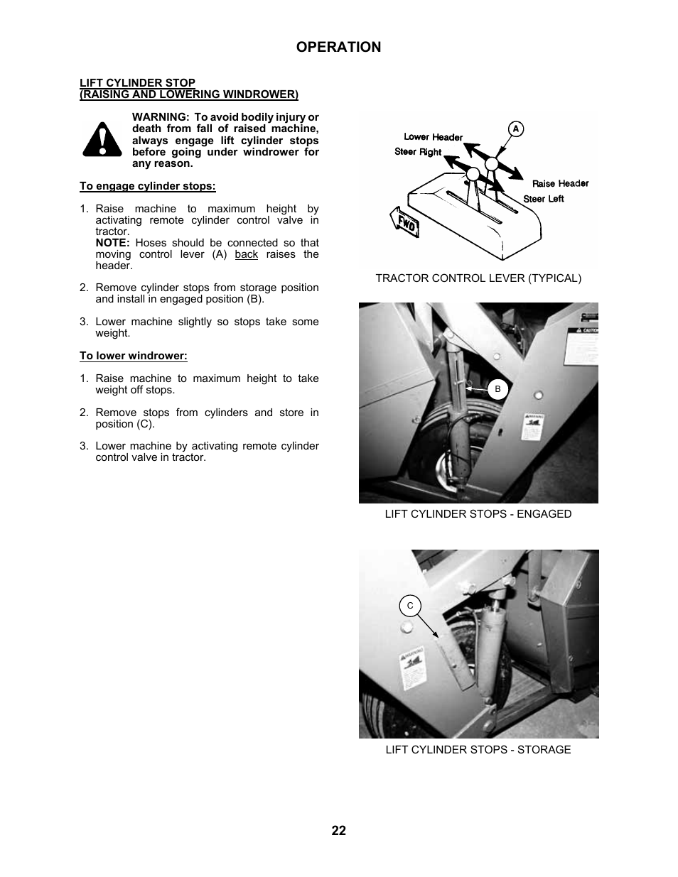 Operation | MacDon 5010 Mower Conditioner User Manual | Page 24 / 82