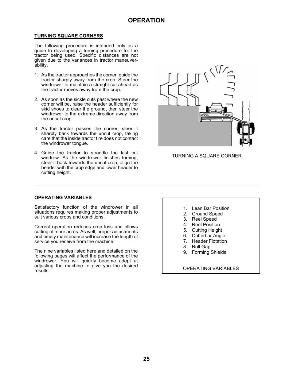 Operation | MacDon 5010 Mower Conditioner User Manual | Page 27 / 82