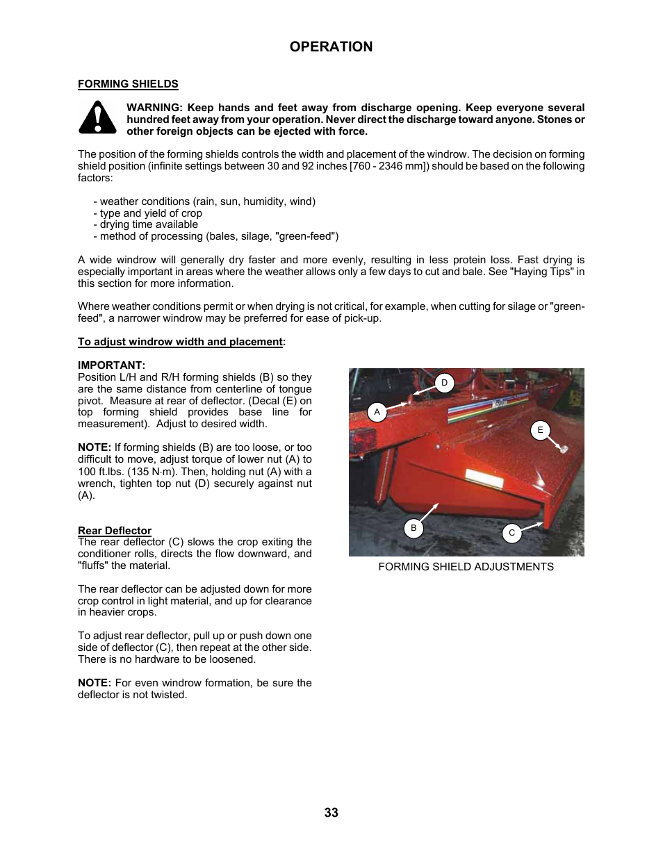 Operation | MacDon 5010 Mower Conditioner User Manual | Page 35 / 82