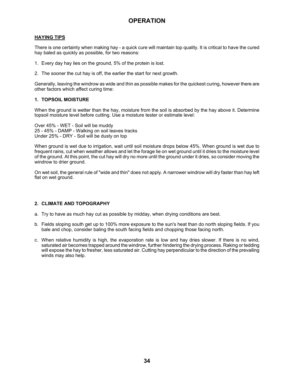 Operation | MacDon 5010 Mower Conditioner User Manual | Page 36 / 82