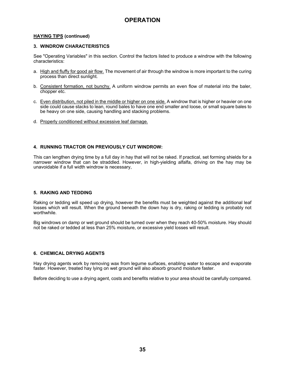 Operation | MacDon 5010 Mower Conditioner User Manual | Page 37 / 82