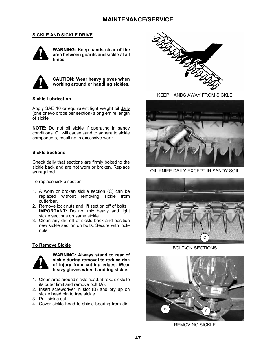 Maintenance/service | MacDon 5010 Mower Conditioner User Manual | Page 49 / 82