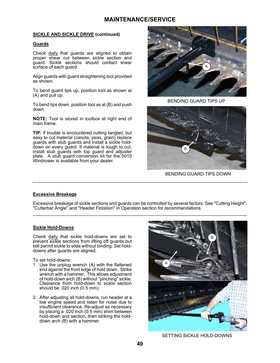 Maintenance/service | MacDon 5010 Mower Conditioner User Manual | Page 51 / 82