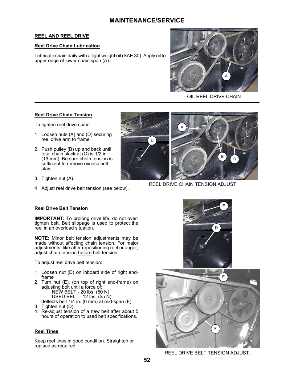 Maintenance/service | MacDon 5010 Mower Conditioner User Manual | Page 54 / 82