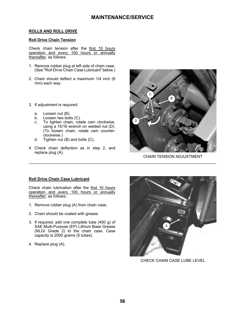 Maintenance/service | MacDon 5010 Mower Conditioner User Manual | Page 58 / 82